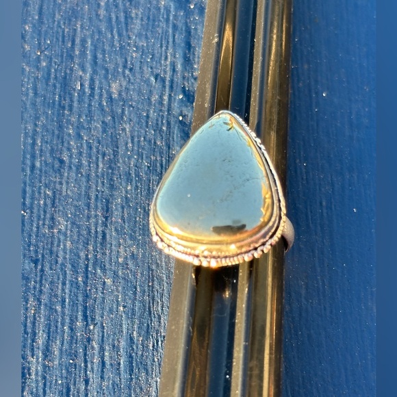 Golden Pyrite Cab Ring 925 size 8 - Picture 8 of 10